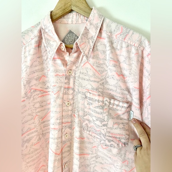 Permit Vintage Pink 80s Print Button-Up Collared Cotton Short Sleeve Shirt XL - Picture 4 of 9